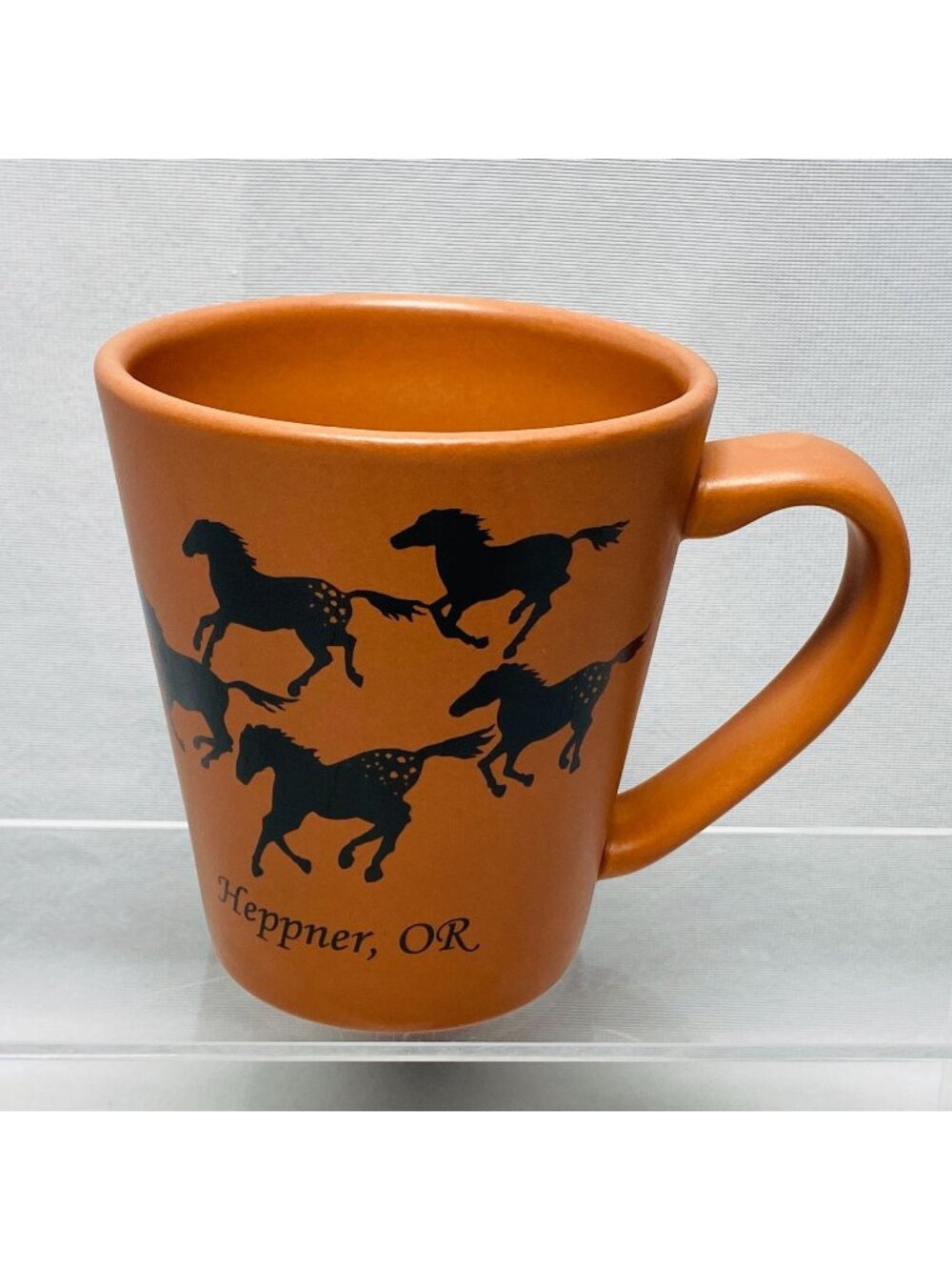 Heppner OR Terracotta Ceramic Mug With Horse Silhouettes TM Eagle Logo 12 oz